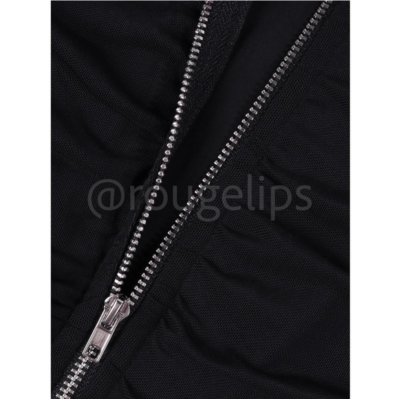 Black Corset Style Mesh Strapless Top Ruched - Picture 9 of 13